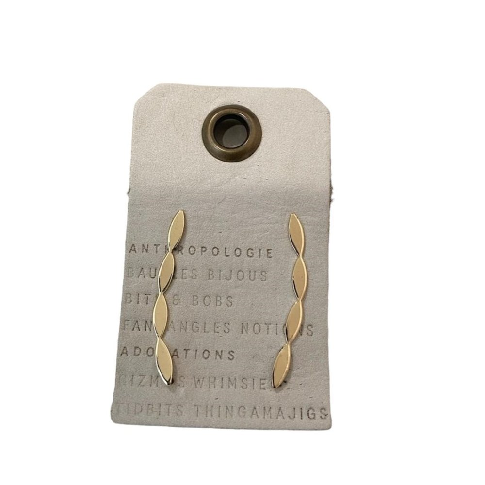 Anthropologie Women's Gold Plated Ear Crawler Earrings Scalloped NWT